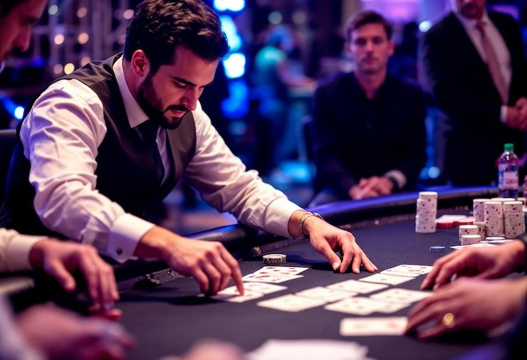 Live Sic Bo studio with dice cup and dealer on camera